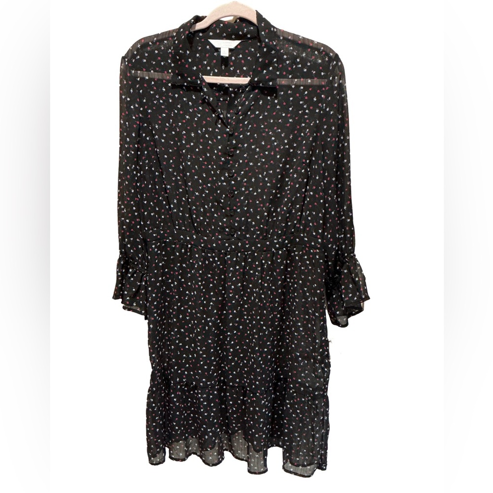 LC Lauren Conrad Sheer black floral dress. Size L.